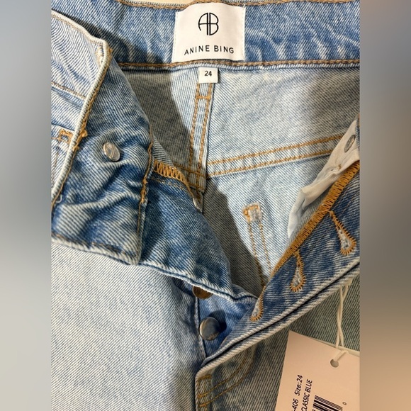 Anine Bing Sonya High Rise Ankle Jeans in Destructed Classic Blue Sz. 24 NWT - Picture 14 of 15